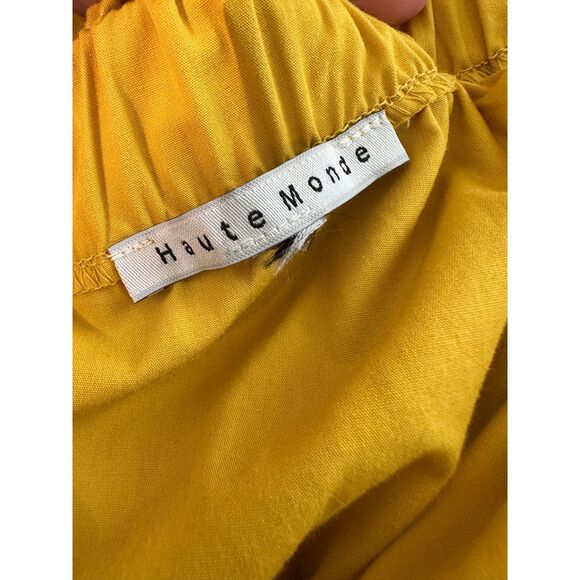 Haute Monde Yellow Corset Lace Up Button Down Mini Shirt Dress size Medium - Picture 3 of 8